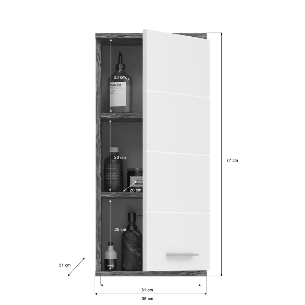 Mobile da bagno WILLIAM 1 porta – Bianco e grigio scuro