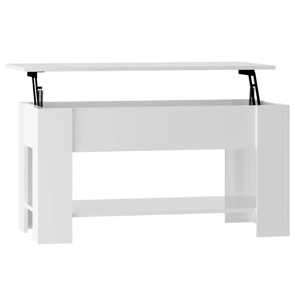 Tavolino da Salotto Bianco Lucido 101x49x52cm Legno Multistrato
