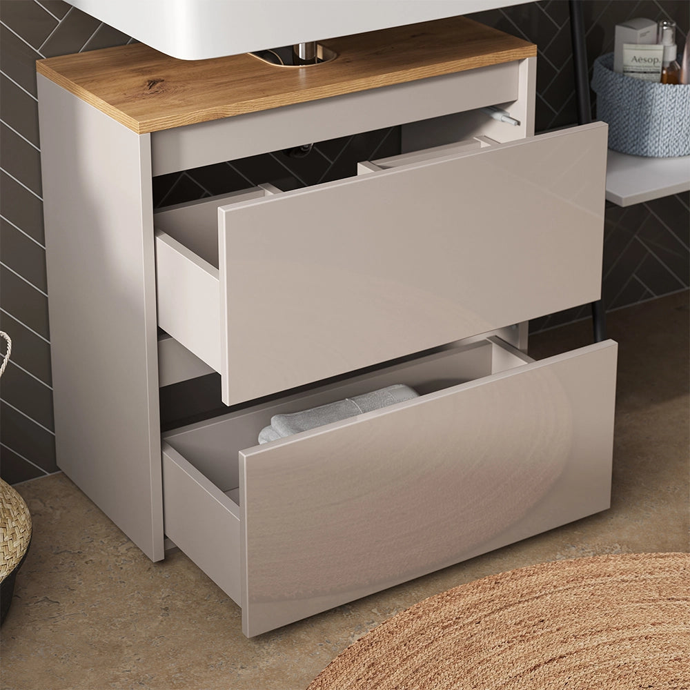 Vicco Mobile sottolavabo per bagno Cashmere/Artigianale 60.1 x 62 cm con 2 cassetti