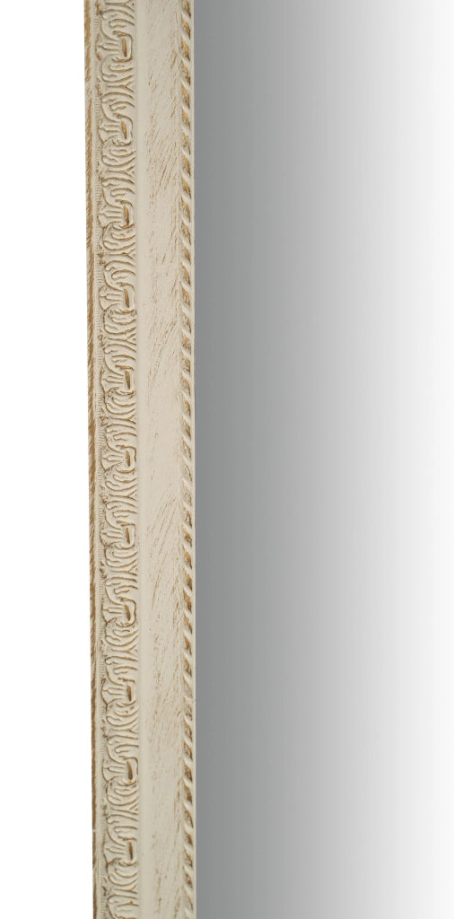 Biscottini Specchio Specchiera da parete e appendere verticale/orizzontale L90xPR4xH120 cm finitura bianco anticato