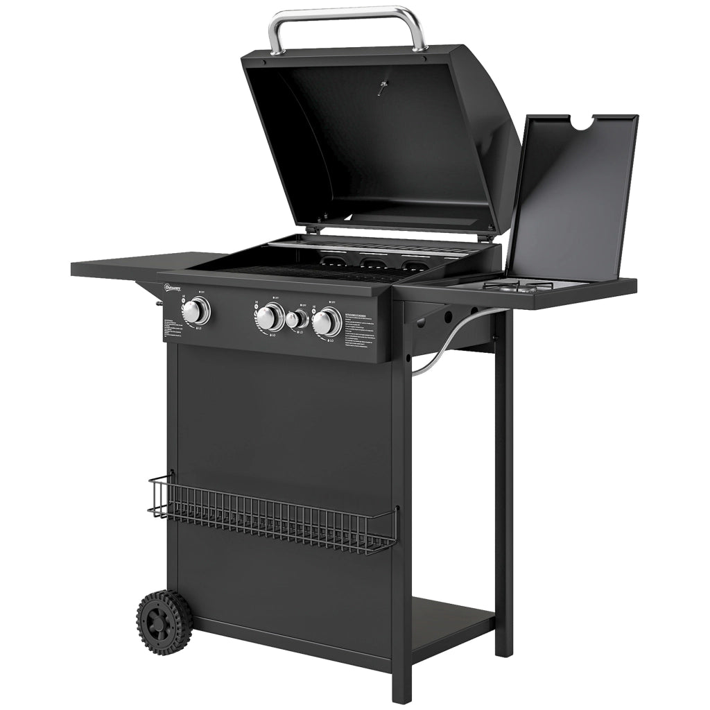 Barbecue a gas 3+1 bruciatori ¨C zephmum ¨C acciaio nero 9.5 kW