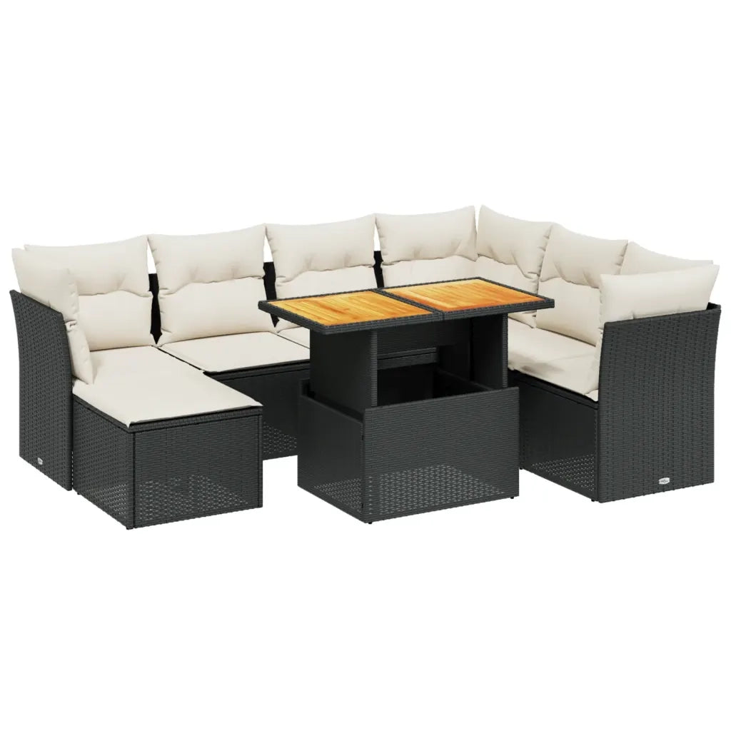 Set Divani da Giardino con Cuscini 8 pz Nero in Polyrattan 3275492