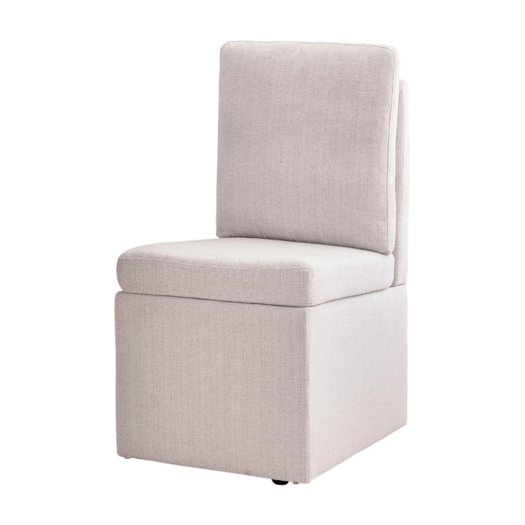 SEDIA da pranzo con contenitore e ruote, 49x49x92 cm, chenille grigio-beige