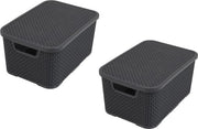 Mangiafuoco in design a rotelle, set di 2, misura S 7 l, plastica PP, antracite, 7 l
