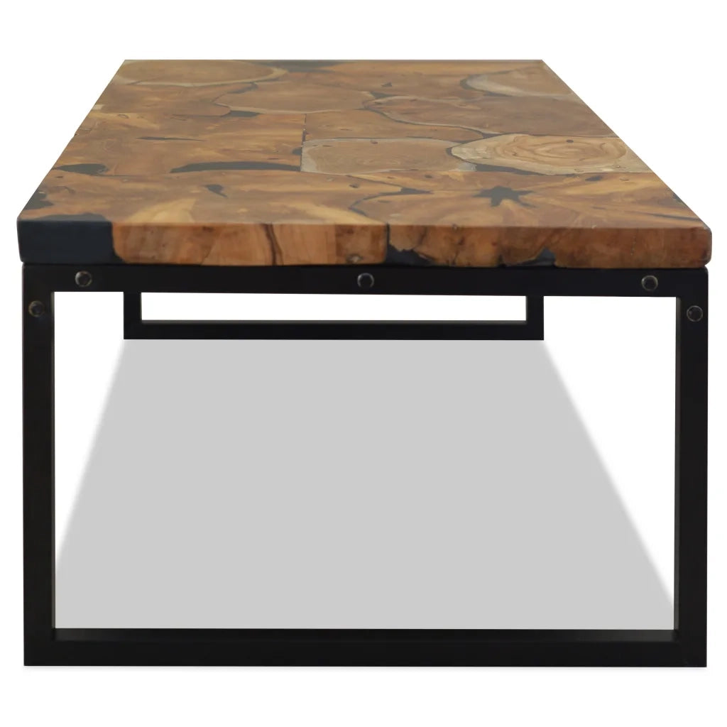 Tavolino da Salotto in Legno di Teak e Resina 110x60x40 cm 244551