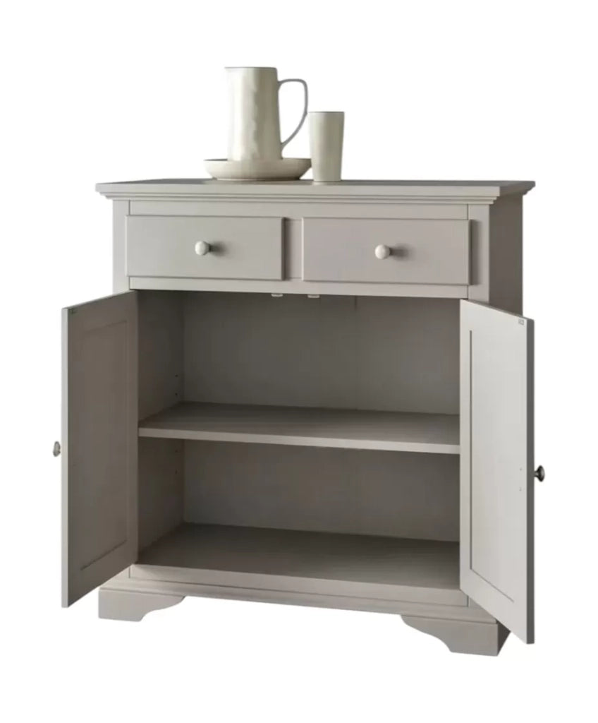 Credenza 2 ante 2 cassetti shabby legno massello tortora decorata 90x40x94 - Mobili 2G