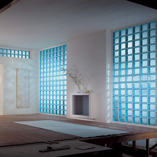 Vetromattone effetto ondulato azzurro 190 x 190 x 80 mm confezione 6 pezzi