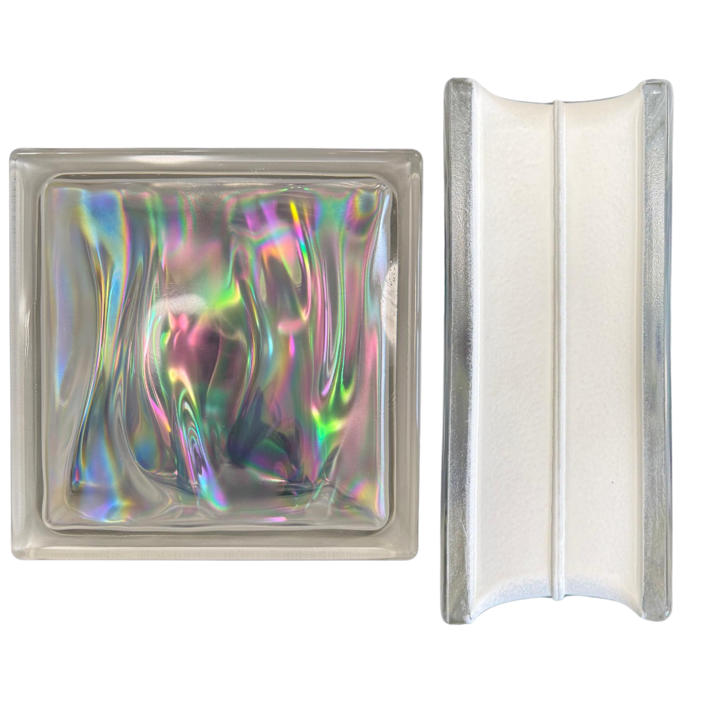 Vetromattone effetto ondulato perlato 190 x 190 x 80 mm confezione 6 pezzi