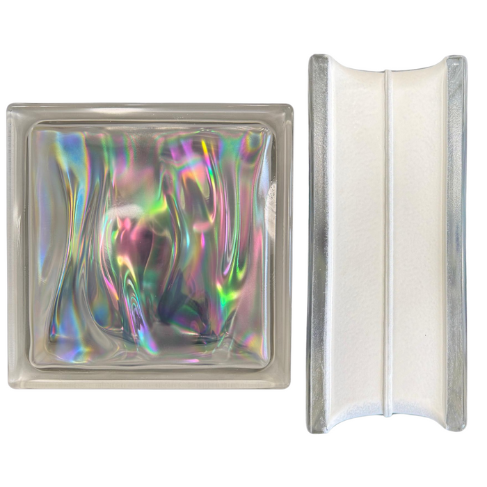 Vetromattone effetto ondulato perlato 190 x 190 x 80 mm confezione 6 pezzi