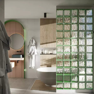 Vetromattone effetto ondulato lime 190 x 190 x 80 mm confezione 6 pezzi