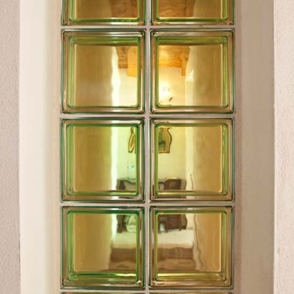 Vetromattone effetto ondulato lime 190 x 190 x 80 mm confezione 6 pezzi