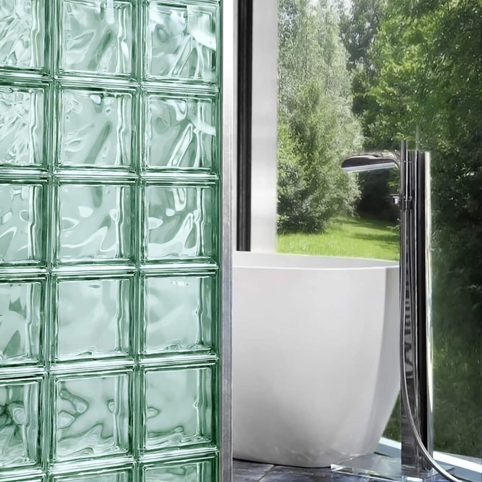 Vetromattone ondulato trasparente caraibi 190 x 190 x 80 mm confezione 6 pezzi