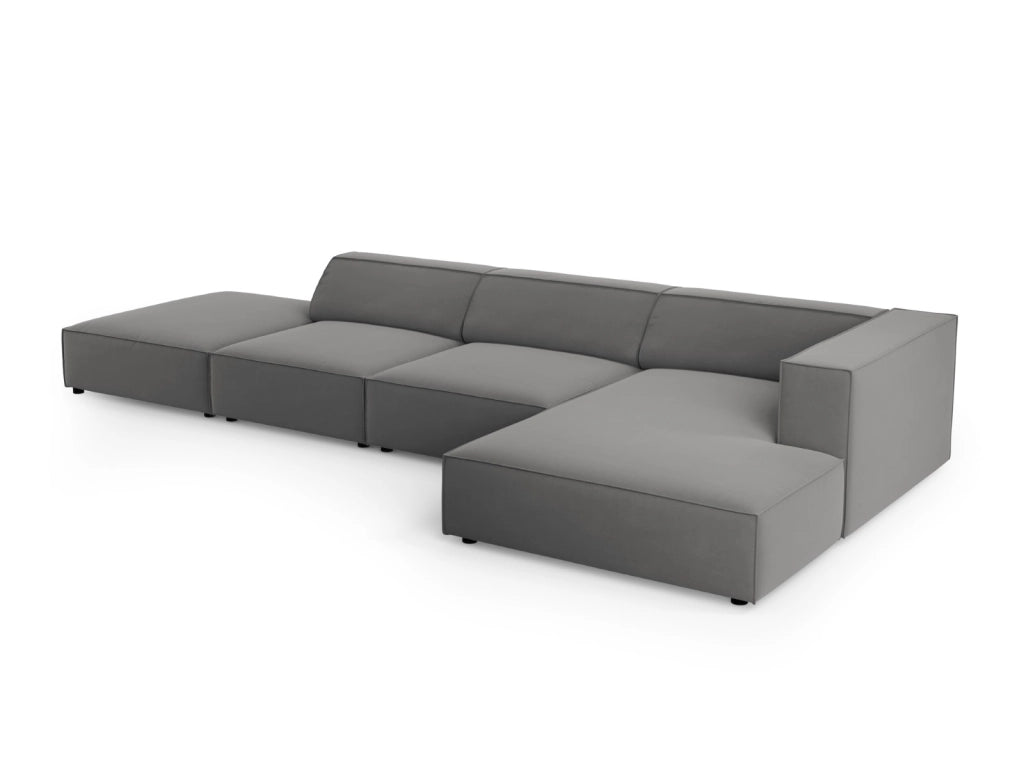 Cosmopolitan Design - Divano angolare destro "Arendal" 5 posti in velluto cemento 