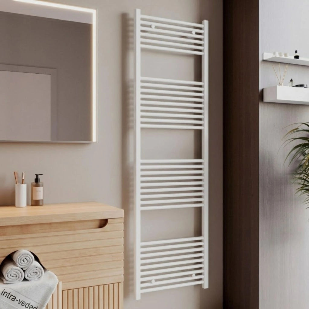 Termoarredo bianco in acciaio scaldasalviette per bagno elegante *** misure h1800xl600xi550 33 tubi, pezzi 1