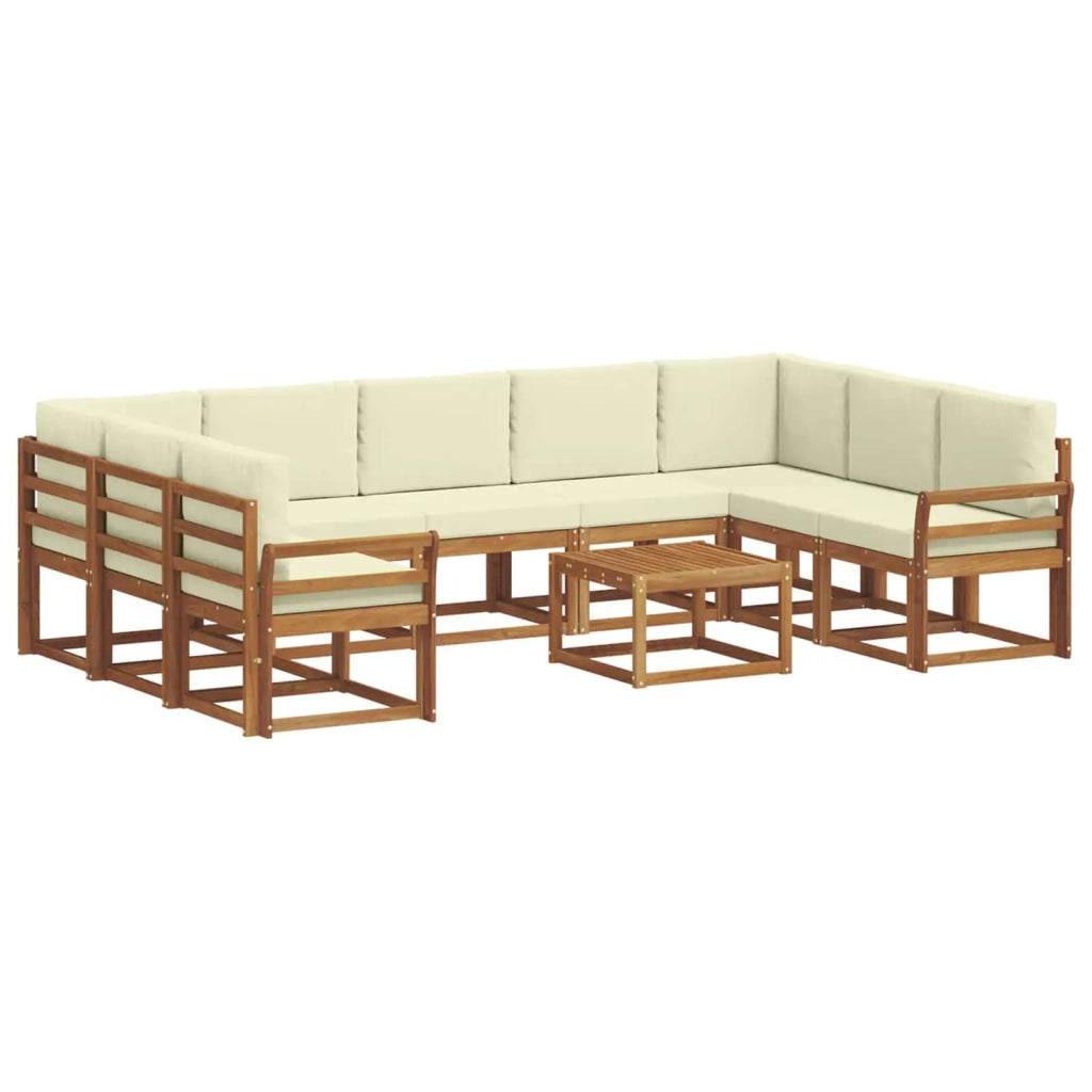 Set di divani da esterno con cuscino 10 pcs Naturale e Crema 3367018