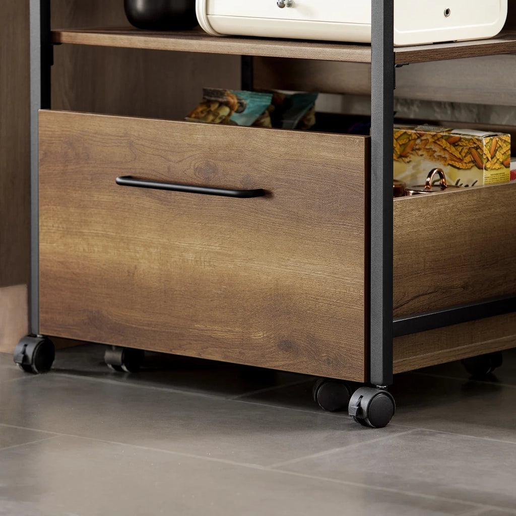 Carrello Portavivande Con 1 Cassa Portaoggetti Estraibile Carrello Da Cucina Carrello Bar Vintage 60x45x90cm FKW118-PF SoBuy