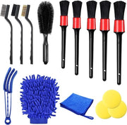 Set Completo di 15 Spazzole per Auto per Interno ed Esterno, Incluso Ventilazione, Cruscotto e Ruote