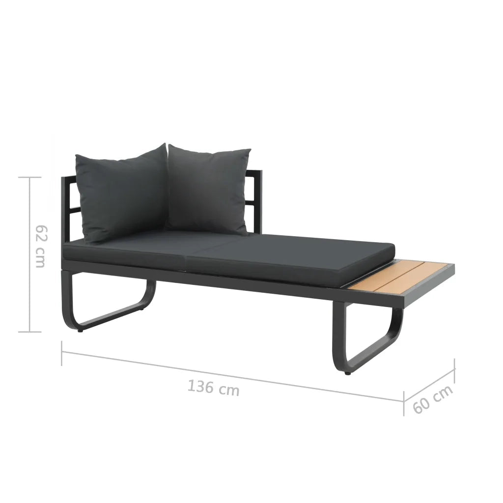 Set Divano da Giardino 2 pz ad Angolo Cuscini in Alluminio WPC 44704