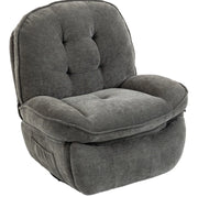 Poltrona relax girevole reclinabile in ciniglia grigio chiaro