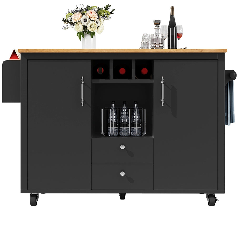 Isola cucina - Xylo - 120x73x92cm piano abbattibile bianco/nero