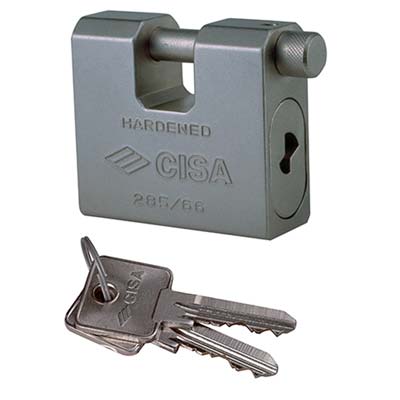 LUCCHETTO ANTISCASSO 2855L CISA  ACCIAIO CARBONITRURATO CHIAVI 2 MM 84