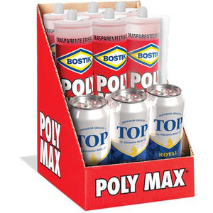 BOSTIK POLYMAX ORIGINAL EXPRESS EXPO - TRASPARENTE GR 300 CF= 6 CARTUCCE +3 BIRRE- 1 confezioni
