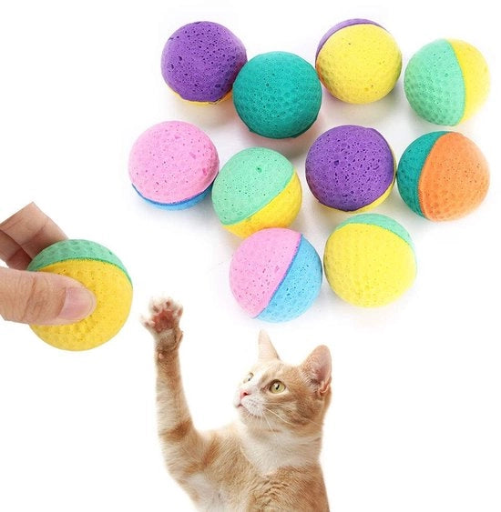 Set di palline per gatti in latex da 10 pezzi - colore vivace - sicure e resistenti - giocattoli per gatti - dimensioni 15x14x8cm - migliorata igiene orale - palline per giocare