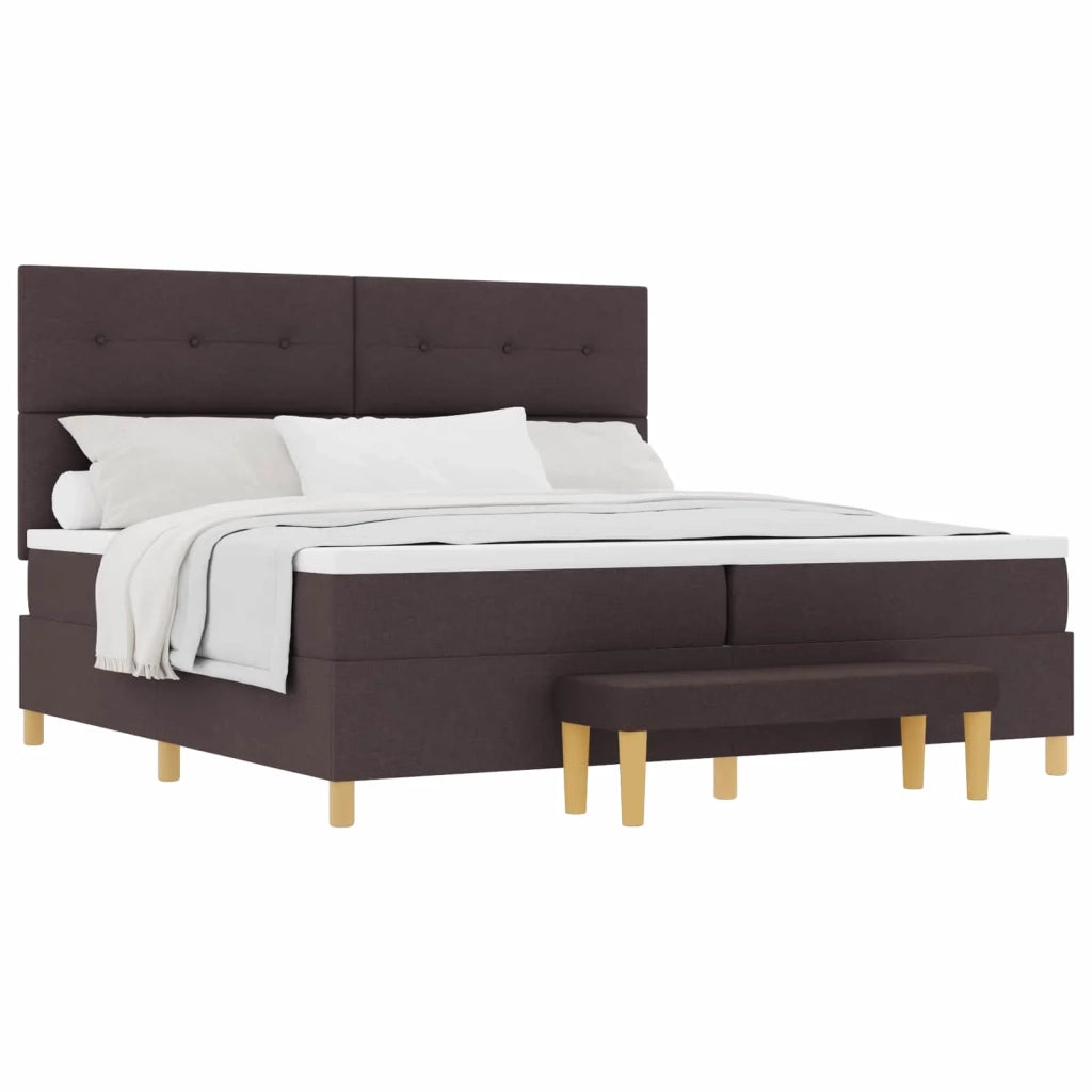Letto a molle con testiera Marrone scuro 200 x 200 cm Tessuto 3344327