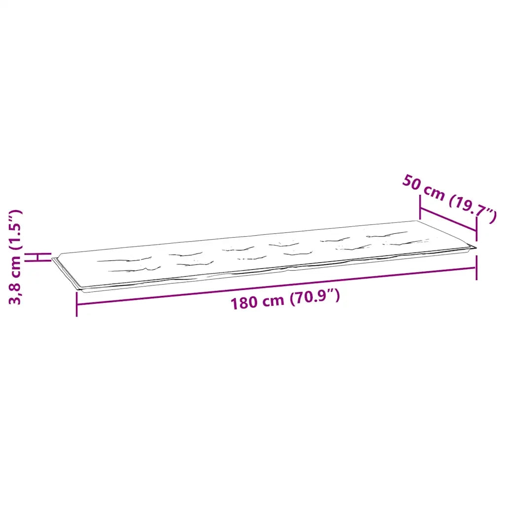 Cuscino per Panca-Cuscini per panchina Tortora 180x50x4 cm in Tessuto Oxford