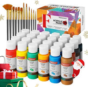 Set di vernice acrilica - vernice acrilica idrorepellente - 24 x 60 ml - 12 pennelli - serie professionale