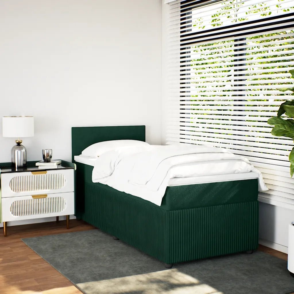 Giroletto a Molle con Materasso Verde Scuro 90x190 cm Velluto