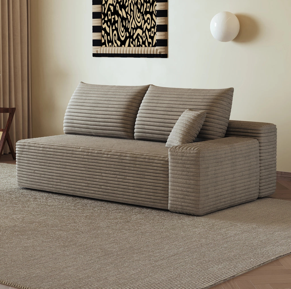 DIVANO 2 POSTI CON CHAISE REVERSIBILE CAMEL IN TESSUTO