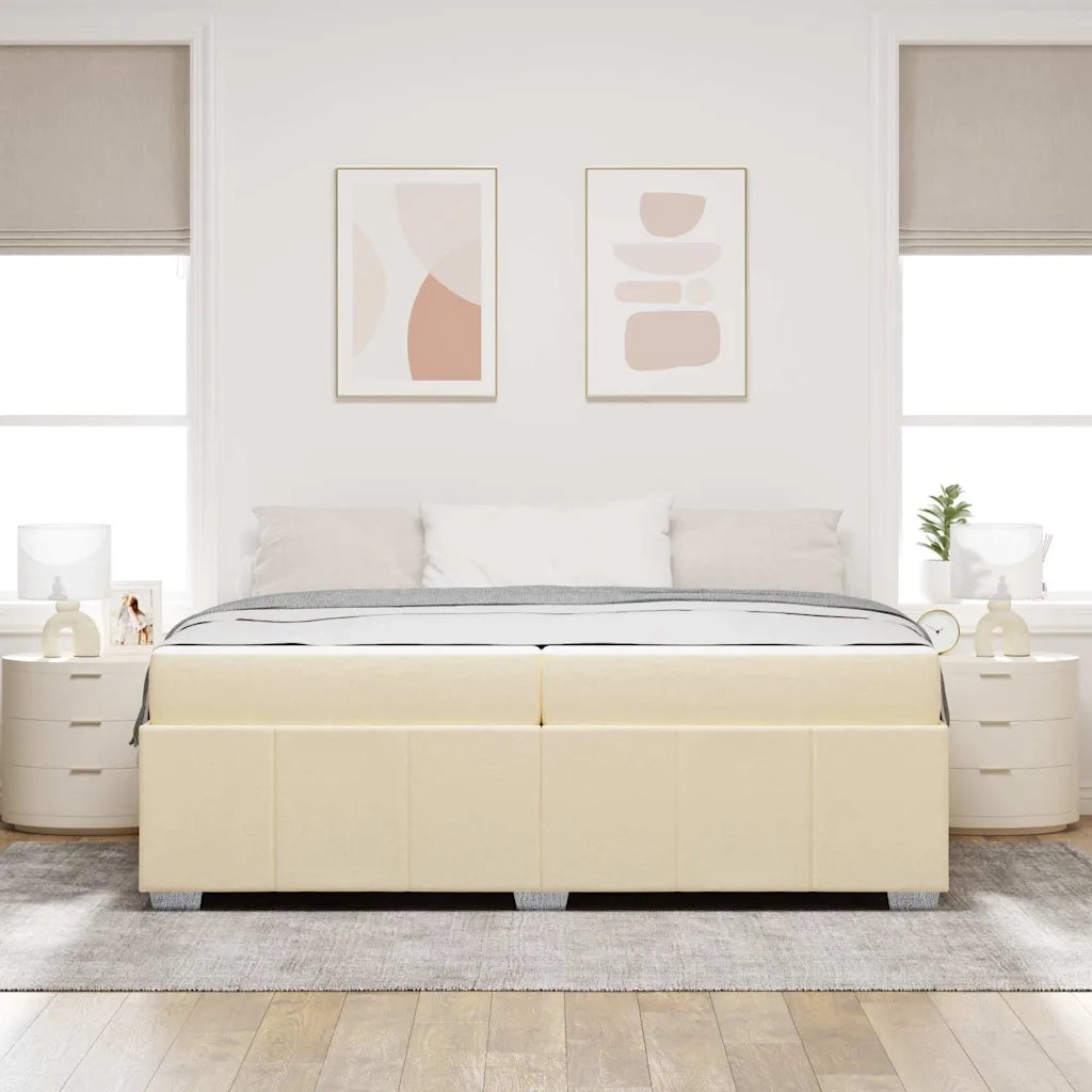 Struttura del letto con materasso Crema 200 x 200 cm Tessuto 3398312