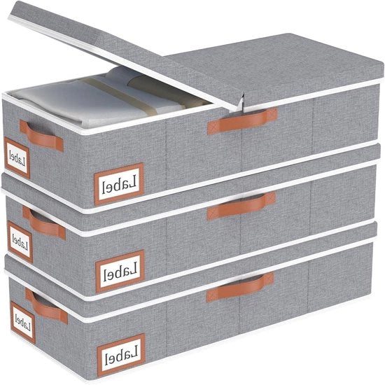 Ladenkasten per Sotto Letto, Opbergzak per Abbigliamento con Coperchio, Borsa Opportuna, Grigio, 60x30x15cm