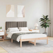 Letto con Testiera Rivestita Naturale e Taupe 120 x 200 cm