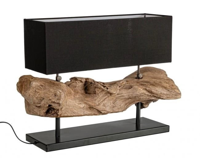 Lampada da Tavolo 75x25x55 cm E27 in Legno e Acciaio Pralume in Cotone Nero
