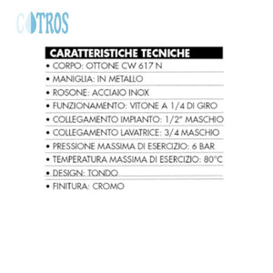 Rubinetto arredo pezzi 2 attacco lavatrice lavastoviglie 1/2 x 3/4 cromato