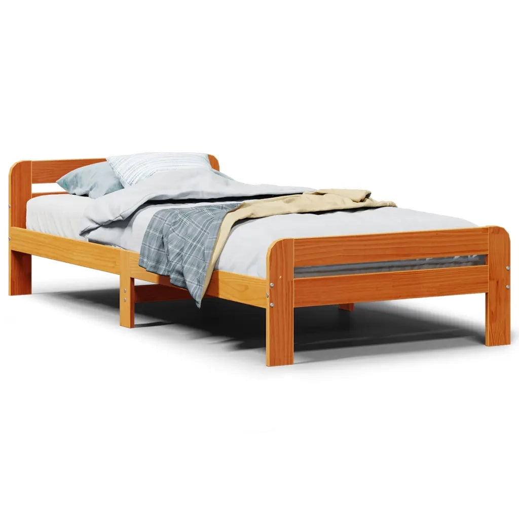 Letto senza Materasso Marrone Cera 75x190 cm in Legno di Pino