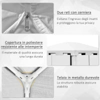 Gazebo da Giardino 4x3 m con Zanzariera e 2 Ingressi, in Metallo e PE, Bianco e Nero