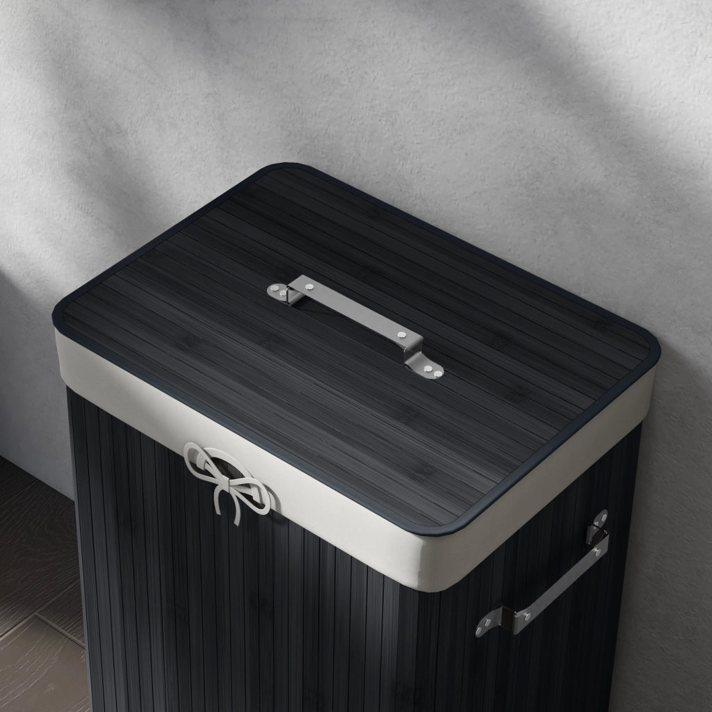 Cestino per biancheria con coperchio ¨C Zephmum ¨C Bamb¨´, pieghevole, 72L, Nero 40x30x60cm
