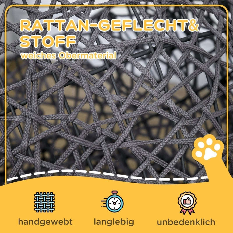 Cestino per gatti, cuccia per gatti con cuscino incluso, 2 pezzi, 50 cm x 50 cm x 60 cm, antracite