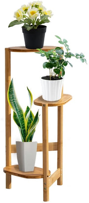Pianta in legno a 3 livelli, sostegno per piante angolare, scala per fiori per esterno e interno, sostegno per fiori multilivello, piattaforma per fiori con gradini per giardino, balcone, salotto