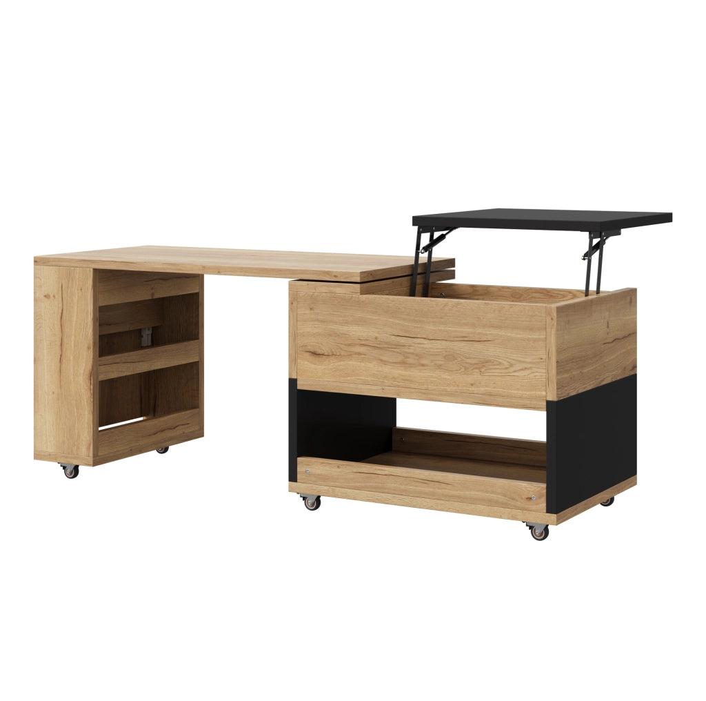TAVOLO DA CAFFÈ Estensibile con Contenitore 161,5x46x67 cm Naturale e Nero