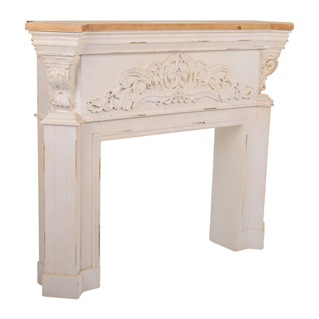 Cornice per camino in legno intagliato decorativa 142x32x110h cm