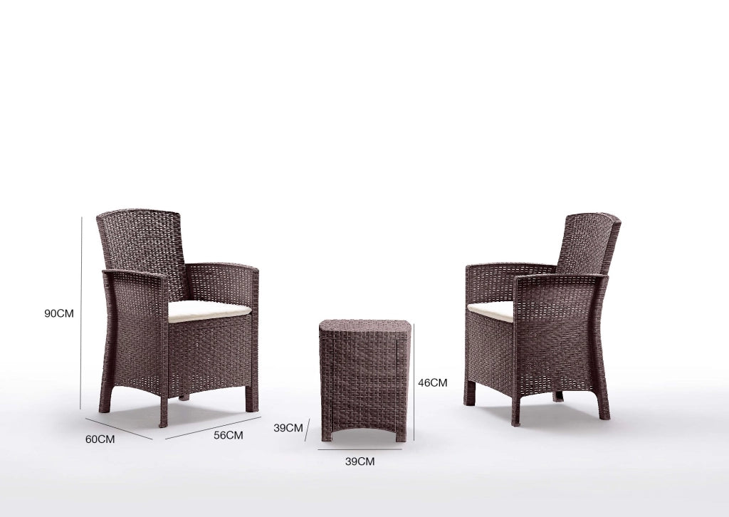 Salottino da esterno Armin, Set da giardino con cuscini, Salottino  effetto rattan, 100% Made in Italy colore Marrone