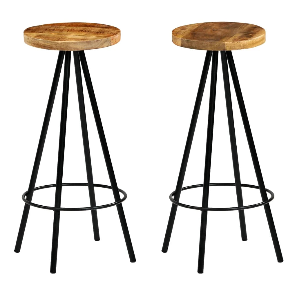 Set di due sgabelli da bar di design seduta in legno massello di mango 1202183