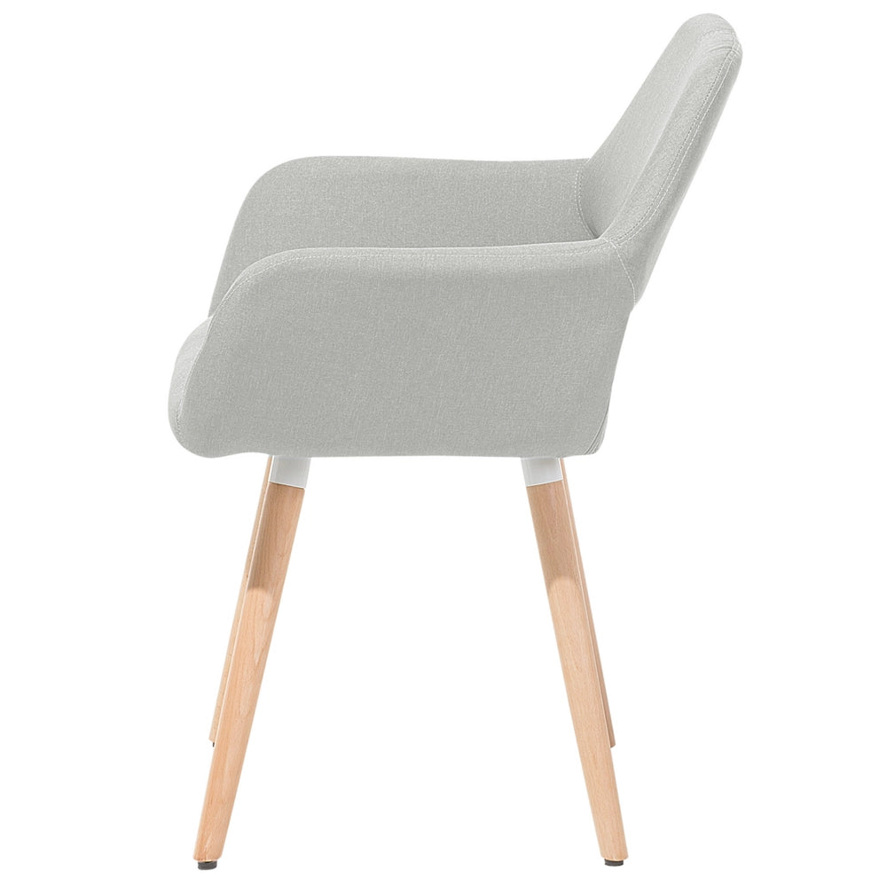 Set di 2 sedie da pranzo rivestimento in tessuto grigio chiaro gambe in legno chiaro stile moderno eclettico