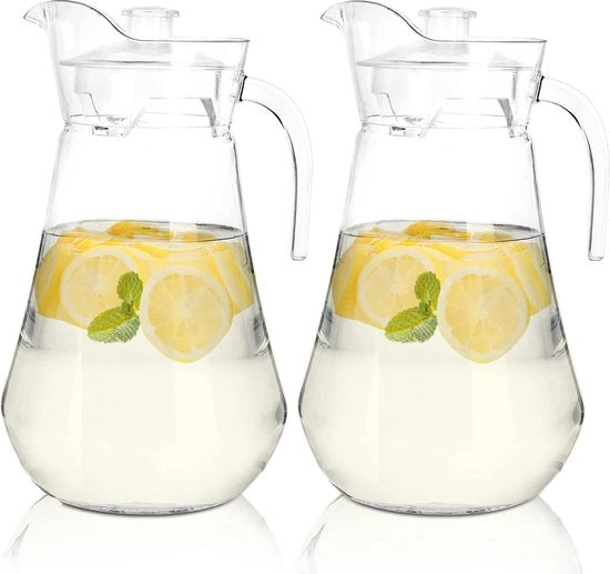 Set di 2 tazze in plastica con coperchio e manico, resistente al calore, BPA-free, per succo, latte, bevande fredde o calde.