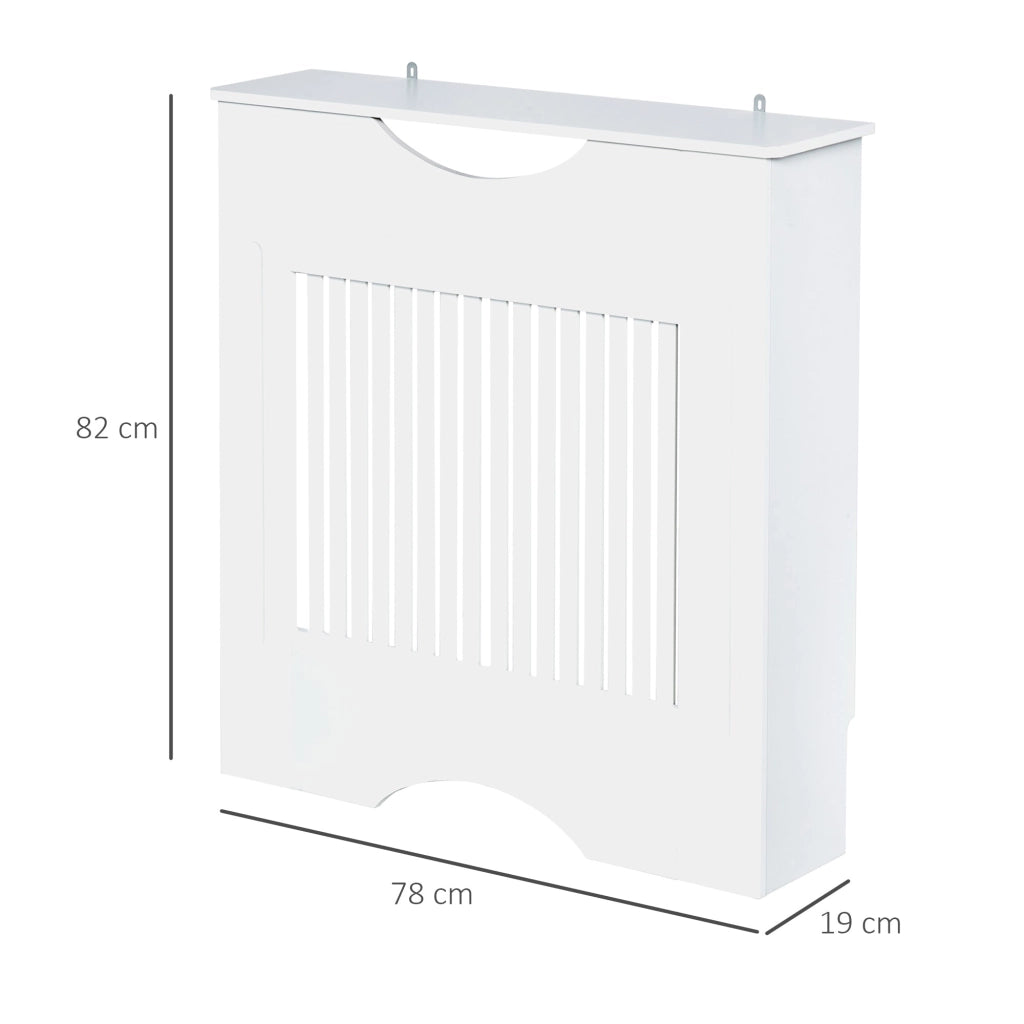 Copritermosifone Bianco 78x19x82 cm in MDF con Piano d'Appoggio e Design Antiribaltamento