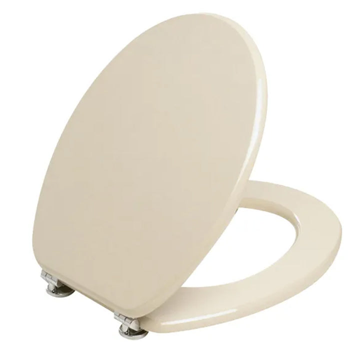 Copriwater legno rivestito forma universale cerniere metallo avorio beige